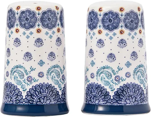Juego de salero y pimentero de cerámica Talavera azul de Bico, para cocina o decoración, apto para lavavajillas