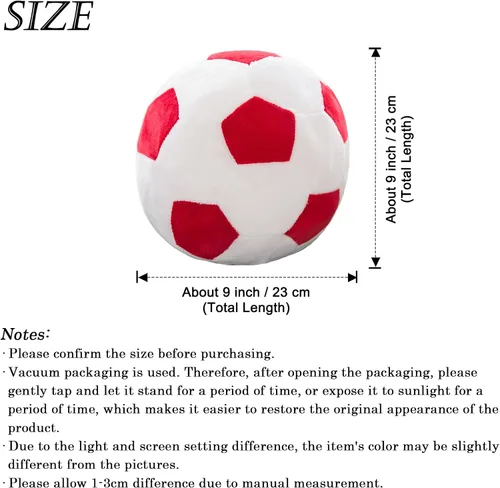 Miniatura 5 de zhidiloveyou Bola de fútbol de felpa de 9 pulgadas, almohada de fútbol de felpa regalo de fútbol para niños, rojo-blanco