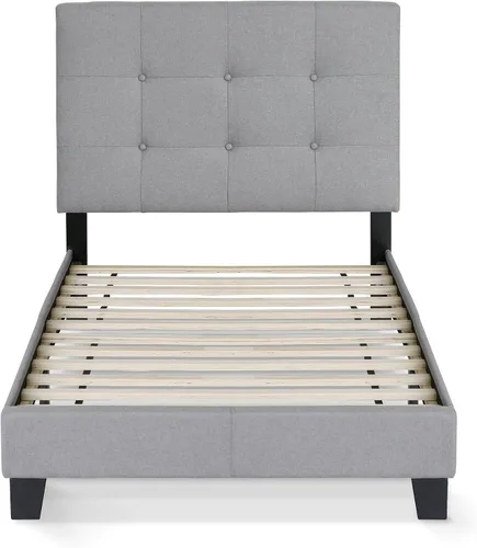 Miniatura 6 de Furinno Laval Marco de Cama Plataforma Tapizado con Botones Penachos, Individual, Glacier