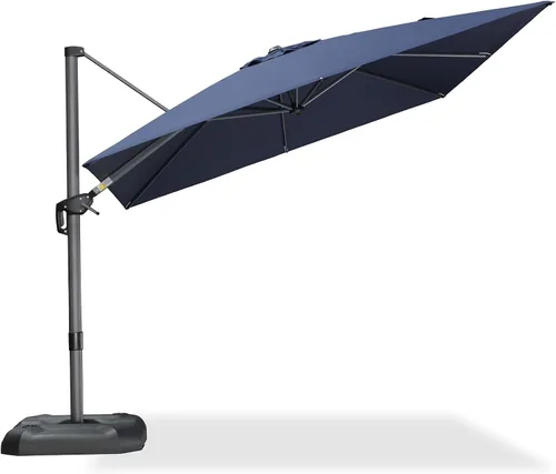 Miniatura 43 de PURPLE LEAF Sombrilla de Patio de 8 Pies para Exteriores Sombrilla Cantilever Cuadrada de Aluminio Sombrilla Offset con Rotación de 360 Grados