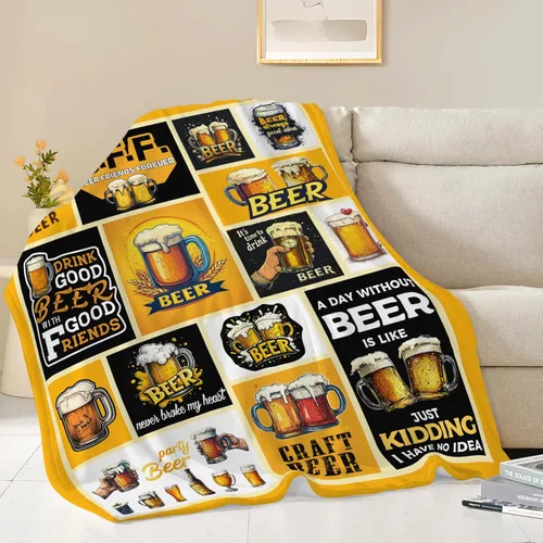 Miniatura 2 de Manta de cerveza, manta de bebida de cerveza, regalos para adultos, mujeres y hombres, súper suave y acogedora manta de felpa mullida mullida