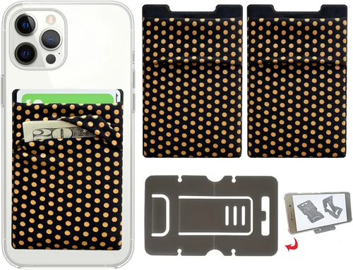 Miniatura 22 de Cartera para tarjetas de teléfono con bloqueo RFID, doble bolsillo seguro, ultradelgada, autoadhesiva, funda para tarjetas de crédito, calcomanía
