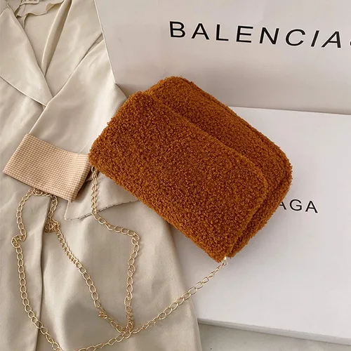 Miniatura 4 de RARITYUS Bolso de hombro con estampado de leopardo para mujer, bolso de felpa esponjosa, bolso cruzado de piel sintética con correa de cadena