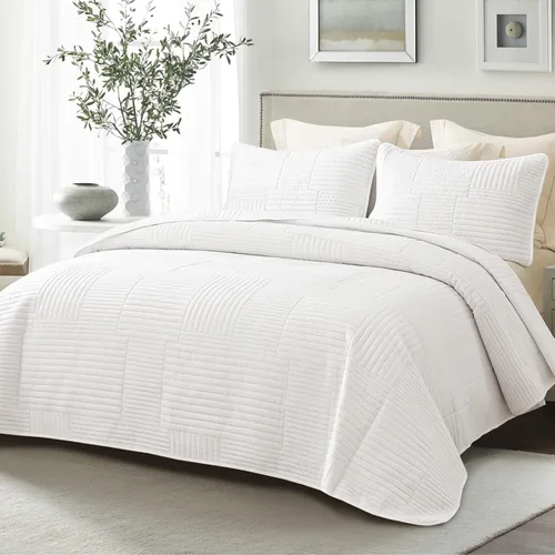 Whale Flotilla Juego de Ropa de Cama de Edredón Ultra Suave Queen, Edredones Ligeros de Microfibra Blanca Colchas Tamaño Full, Cubrecama Geométrico