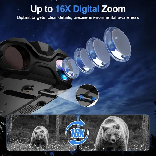 Miniatura 4 de WARMTUYO Gafas de visión nocturna, prismáticos infrarrojos 4K con cámara, visión nocturna de 9 engranajes con batería de 5000 mAh