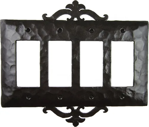 Miniatura 3 de Cubierta rústica de placa de interruptor de hierro forjado Quad Decora EPH143 (cera natural)
