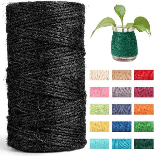 JeogYong Cuerda de yute de 0.079 pulgadas, 328 pies de grosor, cuerda de yute natural de 3 capas para manualidades, envoltura de regalos, embalaje,