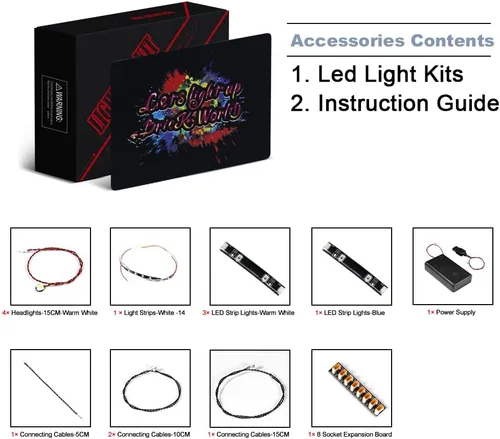 Miniatura 2 de BrickBling Luz LED compatible con Lego Technic Bugatti Bolide 42151, kit de iluminación creativa compatible con Lego 42151, para ventiladores