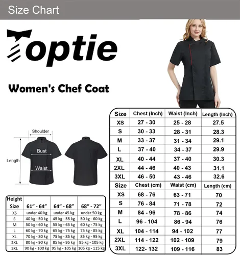 Miniatura 7 de TopTie Chaqueta de chef de manga corta para mujer