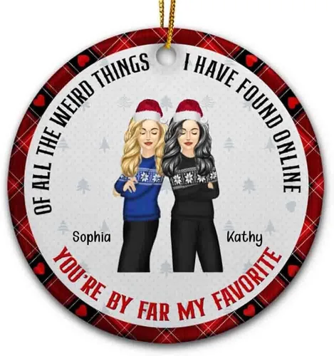 Miniatura 6 de Adorno personalizado con texto en inglés «Best Friend are Hard to Find Because The Very Best is Already Mine», adorno de Navidad personalizado 2023