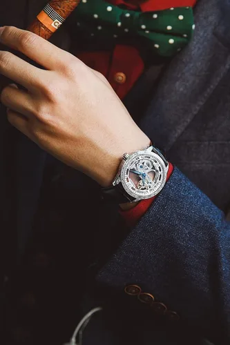 Miniatura 3 de Relojes de cuero de esqueleto para hombre, vestido de lujo automático, mecánico, automático, impermeable, luminoso, relojes de pulsera