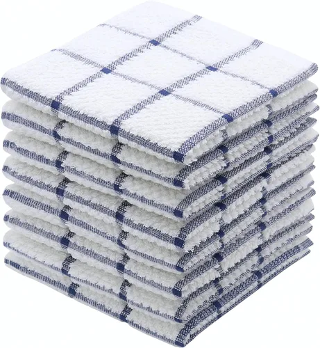 Miniatura 2 de Toallas de algodón para cocina, paños de felpa para lavar platos, 12 x 12 pulgadas, ligeros y suaves, trapos de secado rápido para limpiar, 8 Negro