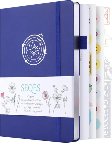 Miniatura 20 de Cuaderno Diario Punteado de Bala A5 Papel Grueso de 160gsm a Prueba de Sangre, Encuadernación Plana, 160 Páginas Numeradas Cuaderno