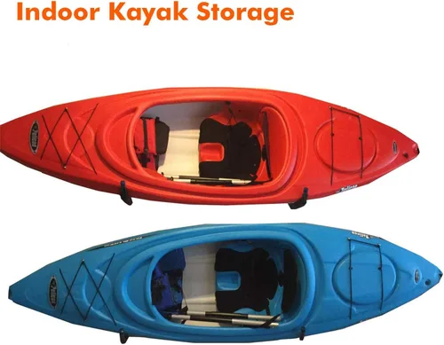 Miniatura 6 de Ihomepark Colgador de ganchos de almacenamiento de kayak para interiores de garaje resistente, soporte colgante de pared para tabla de remo