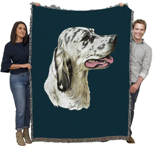 Miniatura 12 de Pure Country Weavers Manta tejida English Setter Blue BG por Robert May - Manta de tapiz de algodón, fabricada en los Estados Unidos, 72 x 54