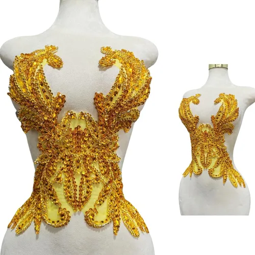 Miniatura 20 de Accesorios de apliques de encaje de diamantes de imitación hechos a mano puros cuentas de costura a mano piedras parches para vestido de novia