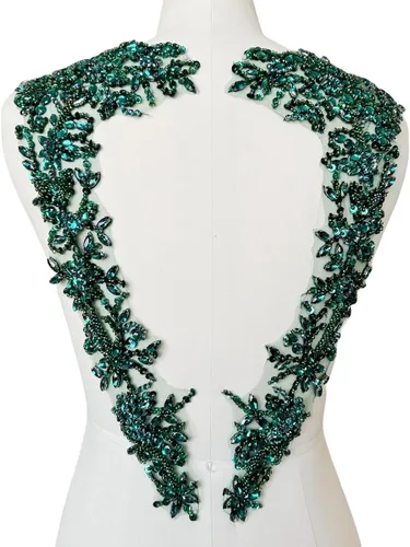 Miniatura 9 de Apliques hechos a mano con cuentas de diamantes de imitación para coser en parche de encaje de cristal, 1 par para ropa de bricolaje, vestido