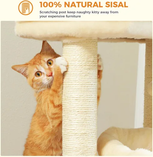 Miniatura 6 de PEQULTI Árbol para Gatos Torre de Gatos para Gatos Grandes con Postes de Rascar Cubiertos de Sisal y Reposo Extra Grande para Gatos