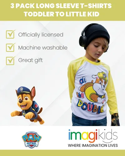 Miniatura 2 de Nickelodeon Paw Patrol Rubble Marshall Chase, paquete de 3 camisetas para niños pequeños a niños pequeños
