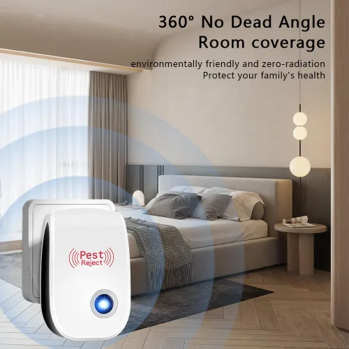 Miniatura 8 de Paquete de 6 repelentes ultrasónicos de plagas para interiores, repelente de plagas, enchufe ultrasónico para arañas, ratones, mosquitos