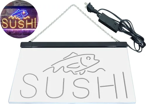 Miniatura 27 de ADVPRO Sushi Fish Sashimi Restaurant - Letrero de neón LED de doble color, azul y rojo, 12 x 8.5 pulgadas, st6s32-i3334-br