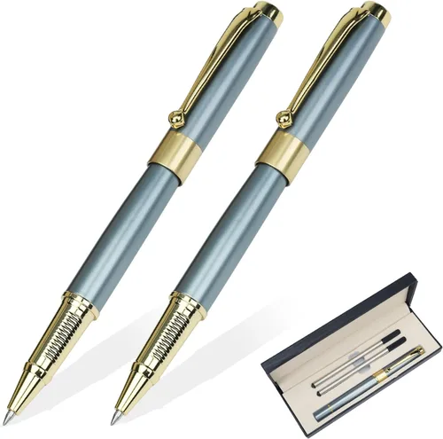 Miniatura 13 de YIVONKA - Bolígrafo de bola recarga negra, lujoso bolígrafo de línea de 0.5mm, el mejor set de regalo de bolígrafo para hombres y mujeres Dorado