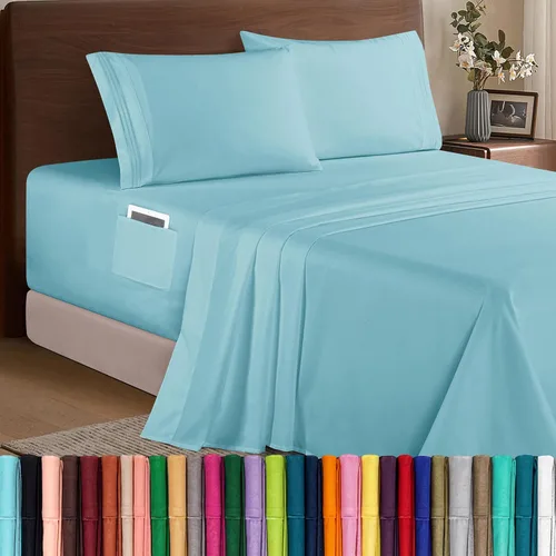 Elegant Comfort - Lujoso juego de sábanas de microfibra de 4 piezas de calidad hotelera prémium de 1500 hilos - Sábanas bajeras elásticas en todo el