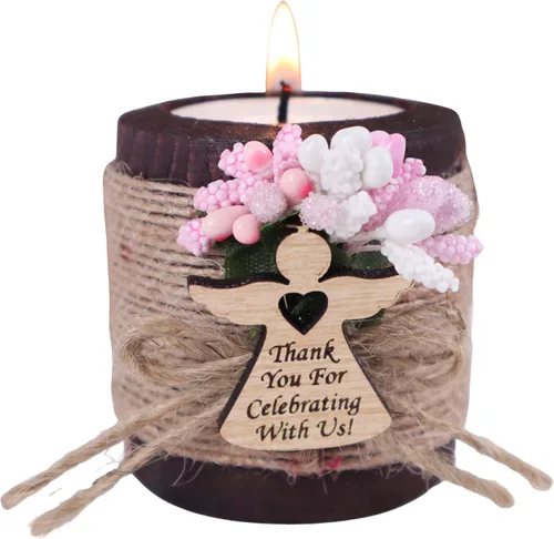Miniatura 20 de HTF Paquete de 10 Decoraciones Navideñas Portavelas de Madera para Velas de Té, Regalo para Compañero de Trabajo, Feliz Año Nuevo, Velas de Navidad