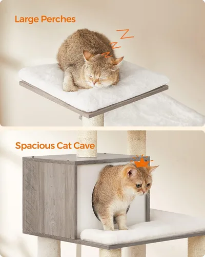 Miniatura 7 de Feandrea Árbol para gatos, torre moderna de 54.3 pulgadas para gatos de interior, condominio para gatos de varios niveles, felpa ultrasuave, postes
