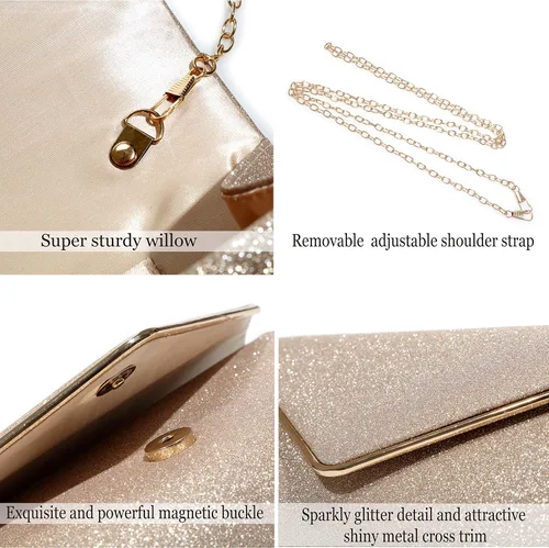 Miniatura 6 de Bolso de noche para mujer, bolso de fiesta brillante para mujer, bolso de fiesta de boda