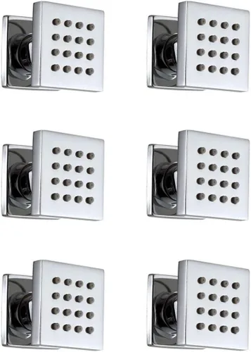 Miniatura 2 de 4 piezas de baño de ahorro de agua para ducha cuadrada de latón macizo pulverizadores de masaje con acabado cromado Spa Jets Sets en pared