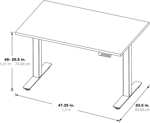 Miniatura 3 de Office Star Prado - Mesa motorizada de altura ajustable de 4 pies con control de memoria programable de 4 posiciones, parte superior negra y base