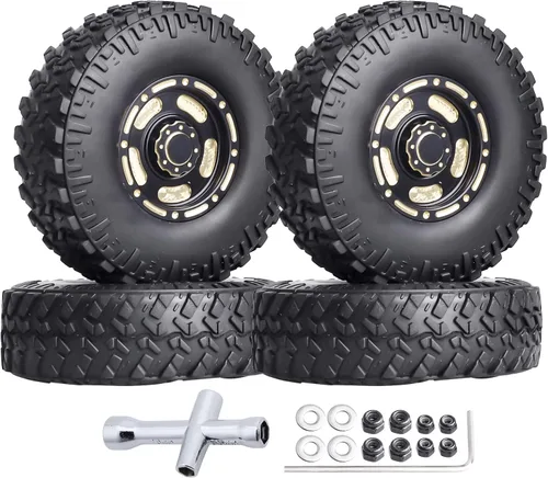 Miniatura 11 de HobbyPark Ruedas y neumáticos Beadlock de latón 1.0 para 1/18 TRX4M Upgrades Parts 1/18 SCX24 1/24 RC Crawler de repuesto, juego de 4 (tipo B)