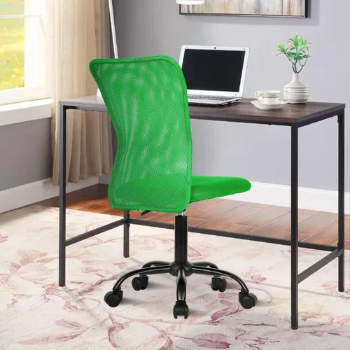 Miniatura 7 de Juego de 2 sillas ergonómicas, bonitas sillas de escritorio de oficina ajustables sin brazos con respaldo de malla y asiento grueso suave, cómoda