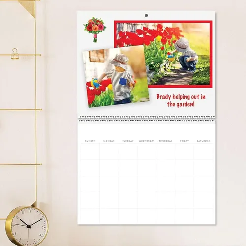 Miniatura 5 de Reskid Calendario de pared en blanco para álbum de recortes, paquete de 2, cartulina de 80 libras, sin fecha, 12 x 9 pulgadas, cerrado