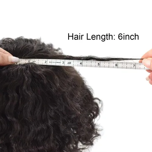 Miniatura 6 de Unidades de cabello para hombres negros, sistema de reemplazo de cabello humano brasileño afro coily Kinky rizado pieza de inyección piel PU