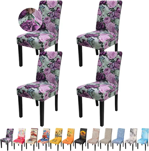 Miniatura 59 de JQinHome Juego de 8 fundas para sillas de comedor, fundas de alta elasticidad extraíbles y lavables, fundas protectoras de asiento para silla