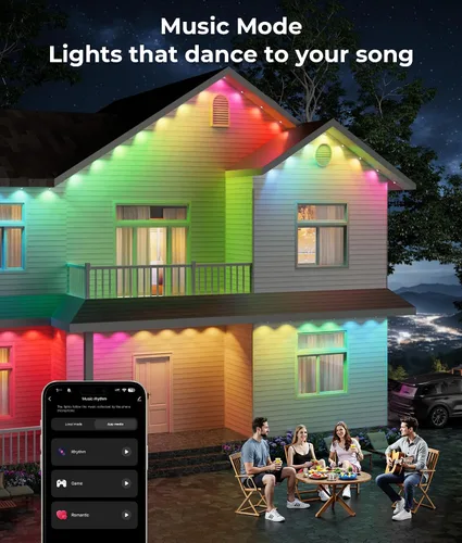 Miniatura 7 de DeckTok Luces permanentes para exteriores, luces inteligentes RGBWW de 100 pies y 60 lúmenes, luces inteligentes triple-LED, decoraciones al aire