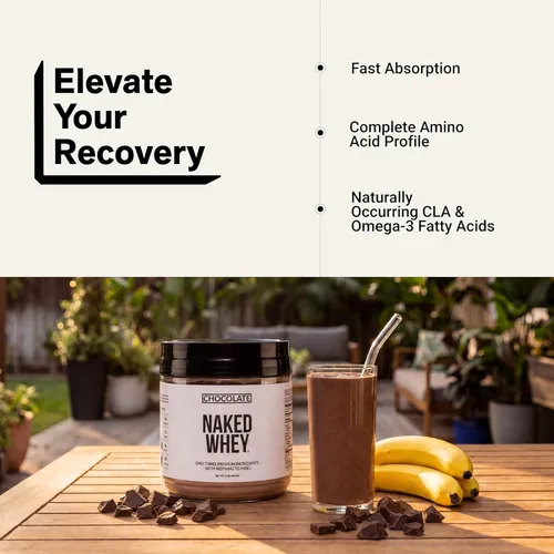 Miniatura 6 de Naked Whey - Proteína en polvo de suero de leche alimentada con pasto natural, chocolate orgánico y azúcar de coco, sin OMG, sin soja y sin gluten