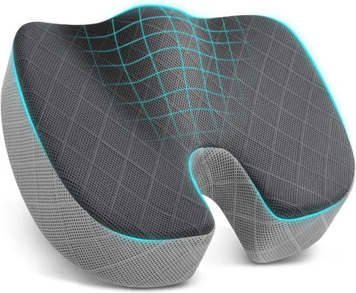 Miniatura 21 de TushGuard - Cojín para asiento de oficina/coche, almohadilla antideslizante para silla para aliviar el dolor de ciática, coxis y espalda, almohada