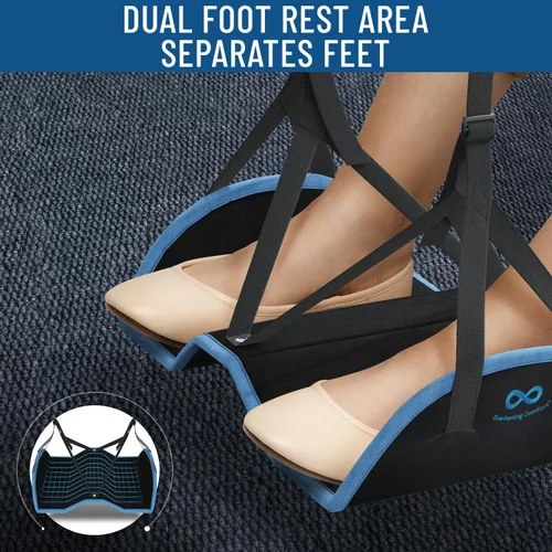Miniatura 5 de Everlasting Comfort Funda de asiento tipo hamaca para avión - Reposapiés de espuma viscoelástica para viajes en avión - Reposapiés portátil