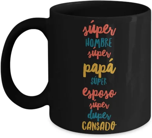 Regalo para Papa Taza de Café Padre Feliz dia del Padre Vaso, taza café divertidas, tazas personalizadas, taza de café inspiradoras, taza con Negro