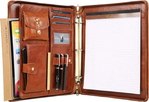Miniatura 13 de DUKE&COW Cartera de cuero con carpeta de 3 anillos, folio ejecutivo personalizado, carpeta de cuero grabada, regalo personalizado para hombres