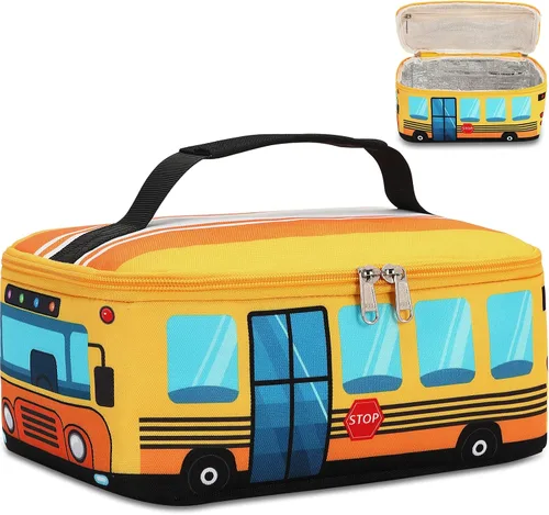 Miniatura 9 de LEDAOU Lunch Box Kids Boys Girls Cute Insulated Lunch Box Reusable Lunch Bag Meals Tote Lunchbox for School Picnic Travel (Bow Tie Black)