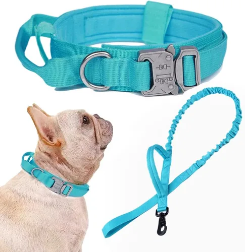 Miniatura 42 de Collar táctico para perro, ajustable, militar, de nailon, con asa de control y hebilla de metal resistente para perros medianos y grandes (negro, S)
