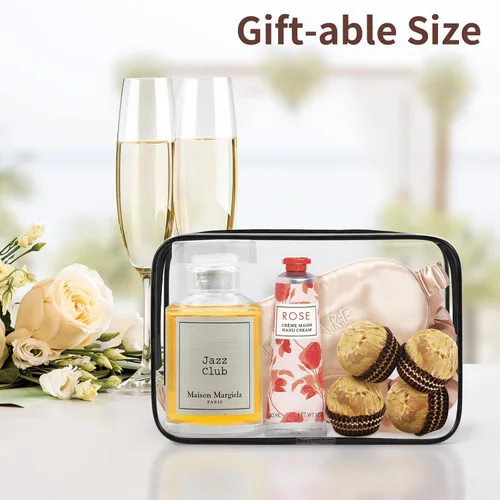 Miniatura 6 de TISRATOK 12 piezas Bolsa de maquillaje transparente para mujeres con cremallera, estuche de aseo aprobado por la TSA, bolsa de cosméticos a granel