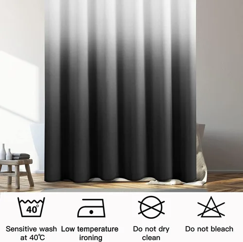 Miniatura 6 de Cortina de ducha para compartimento pequeño negra para hombres, 36 pulgadas de ancho, juego de cortinas de baño gris, cortinas geométricas estrechas