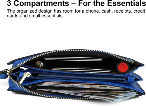Miniatura 3 de Befen - Bolso clutch de mano de cuero con correa para teléfono celular, organizador de tarjetas