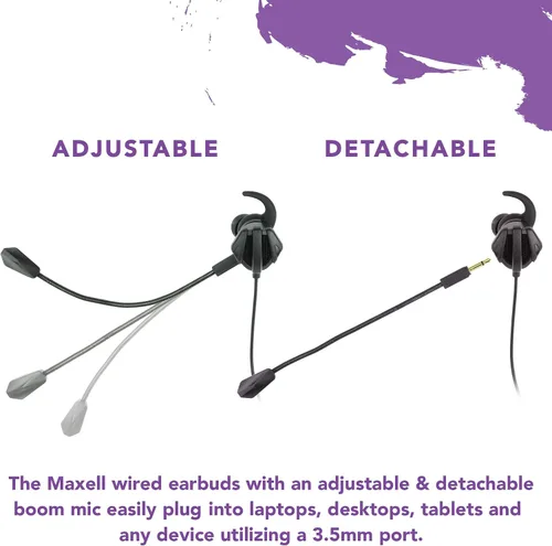 Miniatura 3 de Maxell Auriculares con micrófono desmontable Boom, negro, 199616