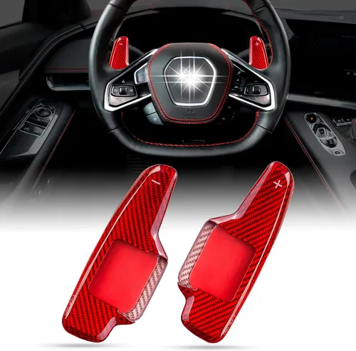 Miniatura 7 de Fibra de Carbono auténtica, palanca de cambios compatible con Corvette C8 Z51 Z06 2020-2025, palanca de cambios de fibra de carbono para volante